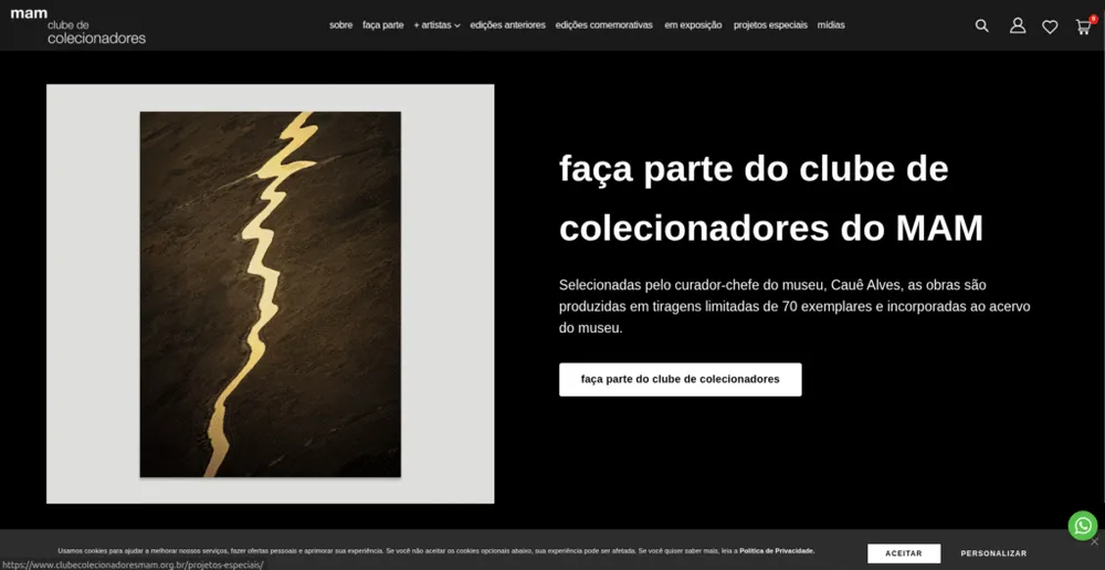 Loja MAM · Clube de Colecionadores desenvolvida pela Inventando Sites