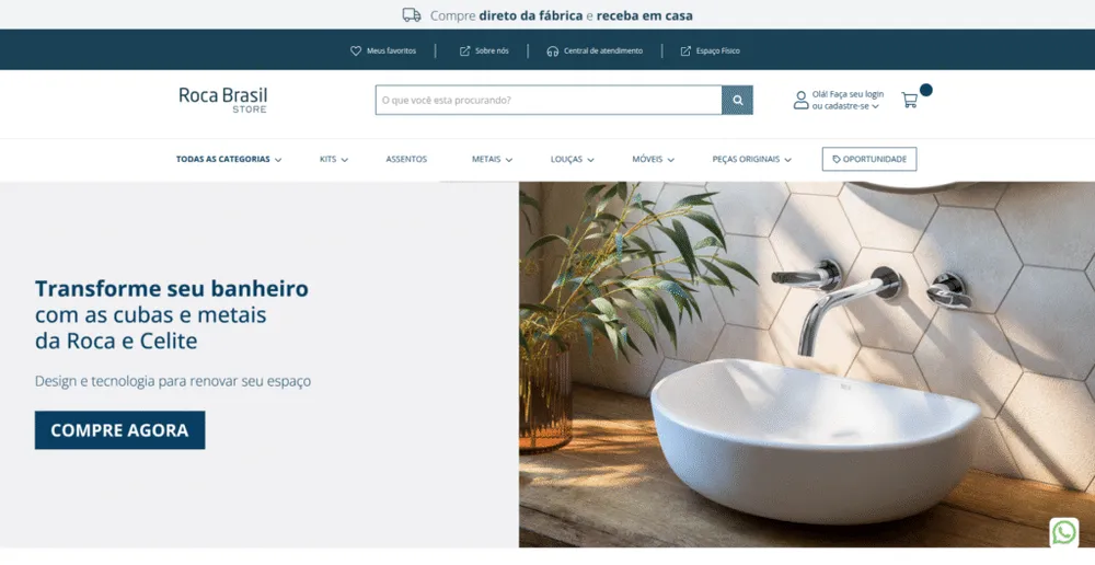 Loja Roca Brasil desenvolvida pela Inventando Sites